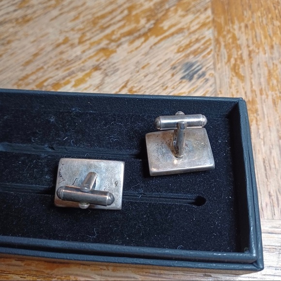 VINTAGE STERLING SILVER MOTHER OF PEARL MOP CAMEO CUFFLINKS. - Picture 8 of 8